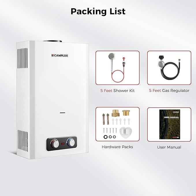 CAMPLUX Tankless Water Heater, 5.28 GPM Propane Water Heater Camping, Outdoor for Cabin, Off-grid, Tiny House & Mobile Home, 136,000 BTU, BD528