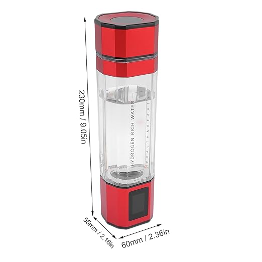 New Hydrogen Water Bottle, 300ml PCTG Type C 5V Hydrogen Rich Water Generator Cup for Home Office Outdoor Sports (Red)