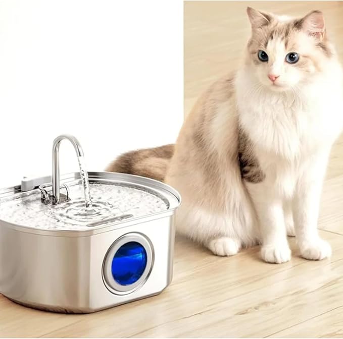 Pawirra Stainless Steel Water Fountain Original, Quiet Pet Fountain with Filter, Floor-Standing Fountains (1 Piece)
