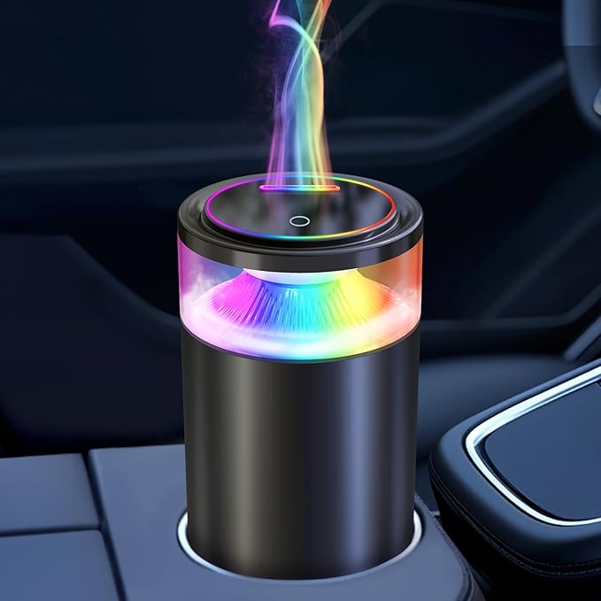 2025 Upgraded Smart Car Air Freshener Diffuser, New Car Smell Air Freshener Long Lasting, Auto On/Off, Adjustable Modes, Car Scent with 8 Ambient Lights, Car Diffusers for Essential Oil-Grapefruit