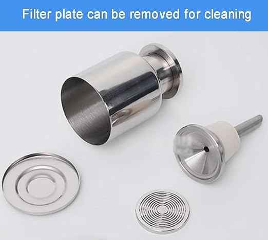 Glass Filtration Apparatus – Stainless Steel Filter Cup Vacuum Filtration Kit with 1000ml Flask and Funnel, 50mm Filter Membrane for Lab Use