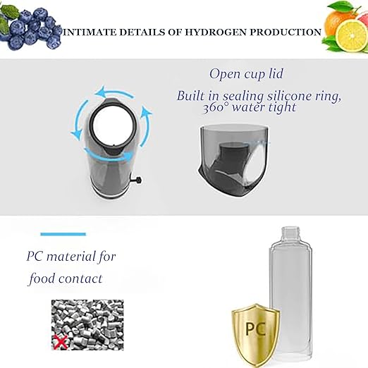 2024 Hydrogen Water Bottle, 500ml Portable Rechargeable Hydrogen Water Bottles Generator with SPE PEM, Hydrogen Water Ionizer Machine for Home, Travel, Office