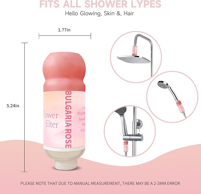 Vitamin C Shower Filter for Hard Water, Aromatherapy Softener Purifier, AromaTherapy,Easy Installation,Brighter Skin & Hair, Chlorine Free, Suitable for any shower head (Roses)