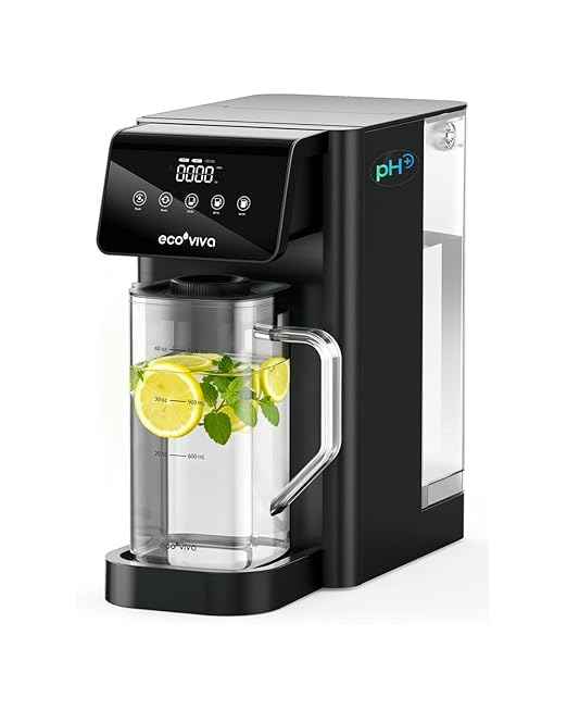 Ecoviva Mate 5 Countertop Reverse Osmosis Water Filter, 8-Stage RO Water Filtration System with 40 oz Water Pitcher, Alkaline Mineralization pH+, Compact Design, Black