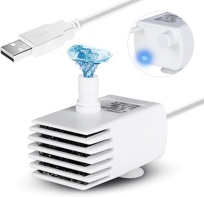 PETNF Replacement Pump for Cat Water Fountain with LED Light, Compatible for 3L/101OZ Transparency Pet Water Fountain, Ultra Quiet Long Lifespan Cat Water Pump with Adjustable 3 Kind Water Flow - AquaVibe