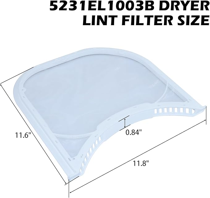 5231EL1003B Dryer Lint Filter with Felt Seal and Dryer Lint Vent Trap Cleaner Brush Replaces Part Number 5231EL1003B, Dryer Lint Filter 5231EL1002E, PS3527578
