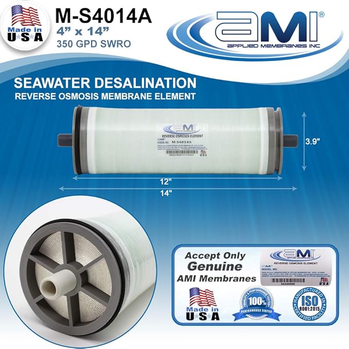 Seawater RO Membrane | Watermaker Replacement Membrane | SWRO | Applied Membranes, Inc. M-S4014A (4" x 14")
