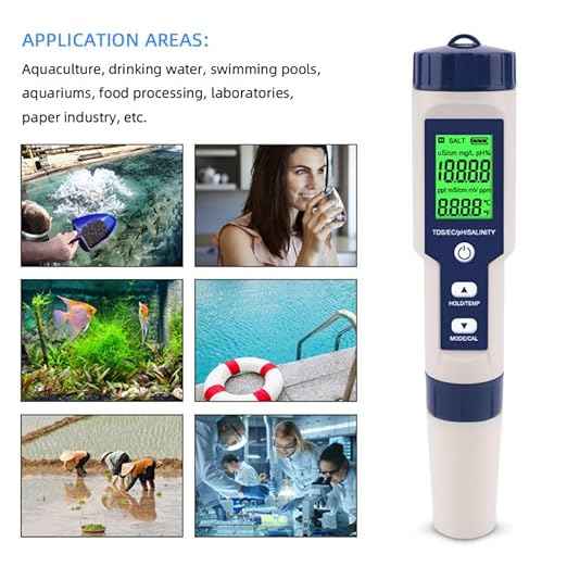 Pool Salt Tester & PH Meter, Hofun Digital Salinity Meter and PH Tester for Aquarium and Pool Saltwater Water, 5 in 1 Salinity PH Temp EC and TDS Meter, Aquarium Swimming Pool Hot Tub, High Accuracy