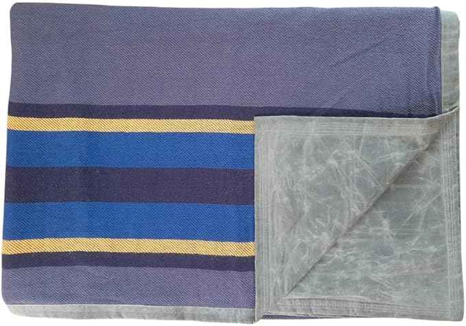Canvas Camp Blanket – Waterproof Outdoor Blanket, Waxed Canvas with Water Repellent Backing, Bushcraft & Campfire Friendly, Ideal for Camping, Hiking, Beach, Picnic & Festivals (Blue/Grey, Regular)