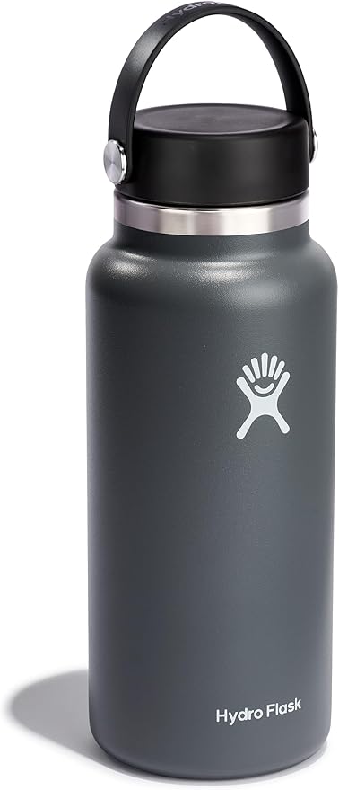 Hydro Flask Water Bottle - Insulated Stainless Steel - Wide Mouth Flex Lid, Non Spill, Leakproof and Refillable in 32 Oz