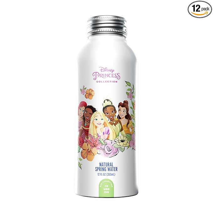 PULSE Disney Princess Natural Spring Water - Disney Bottles - Filtered Spring - BPA-Free Recyclable Bottles - 12 Pack