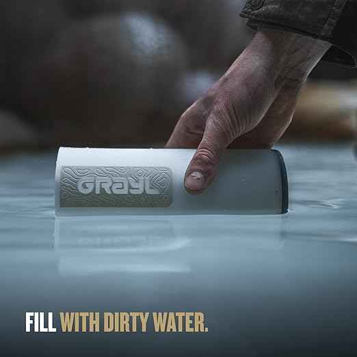 GRAYL GeoPress 24 oz Water Purifier Bottle - Filter for Hiking, Camping, Survival, Travel (Peak White)