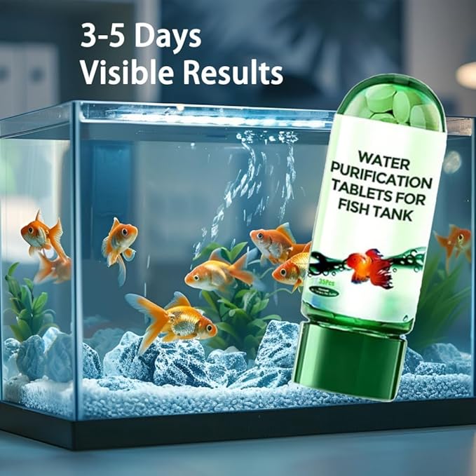 Powerful Aquarium Water Purification Tablet, Water Purification Tablets for Fish Tank, Efficient Clear Turbidity & Improve Water Quality, New Year's Gift for Aquarium Enthusiasts (9pcs)
