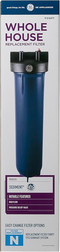 GE Whole House Basic Replacement Filter, Fits GE GXWH60T Filtration System, Reduces Sand & Sediment for Better Water, High Flow, Easy Install, Twist & Lock Design, Replace Every 3 Months, FXWPT