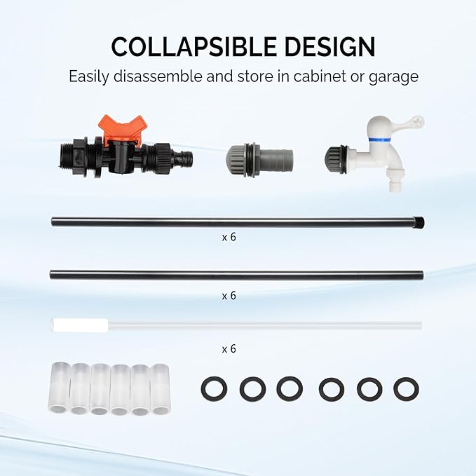 VINGLI 100 Gallon Collapsible Rain Barrel, Portable Water Storage Tank, Rainwater Collection System Downspout, Water Catcher Container with Filter Spigot Overflow Kit