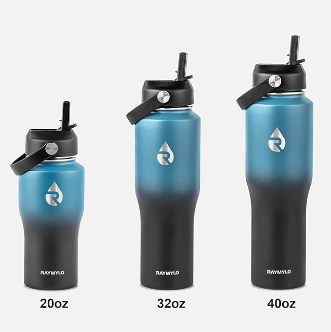 32 oz Insulated Water Bottle with Straw fit in Car Cup Holder, Triple Wall Vacuum Stainless Steel(Cold 48 hrs, Hot 24 hrs), Leakproof & Non-BPA, Hydro Travel Flask with Straw and Spout Lid