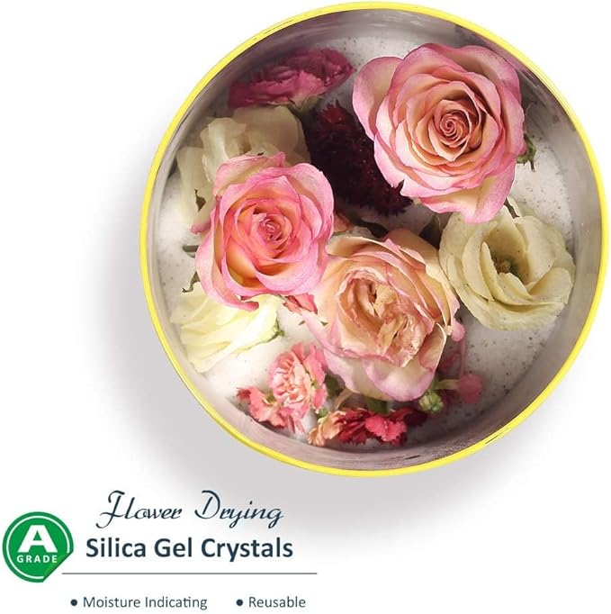 wisedry Silica Gel Flower Drying Crystals - 5 LBS, Fine Crystals < 1mm, Color Indicating, Reusable