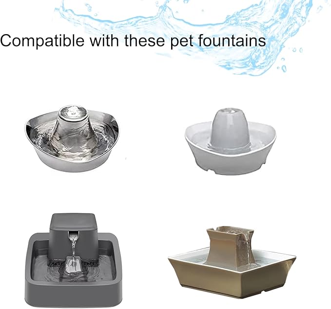 Pet Fountain Filter Replacement, Compatible with Multiple Pet Water Dispensers Water Bowl (16 Carbon Filters+16 Foam Filters)