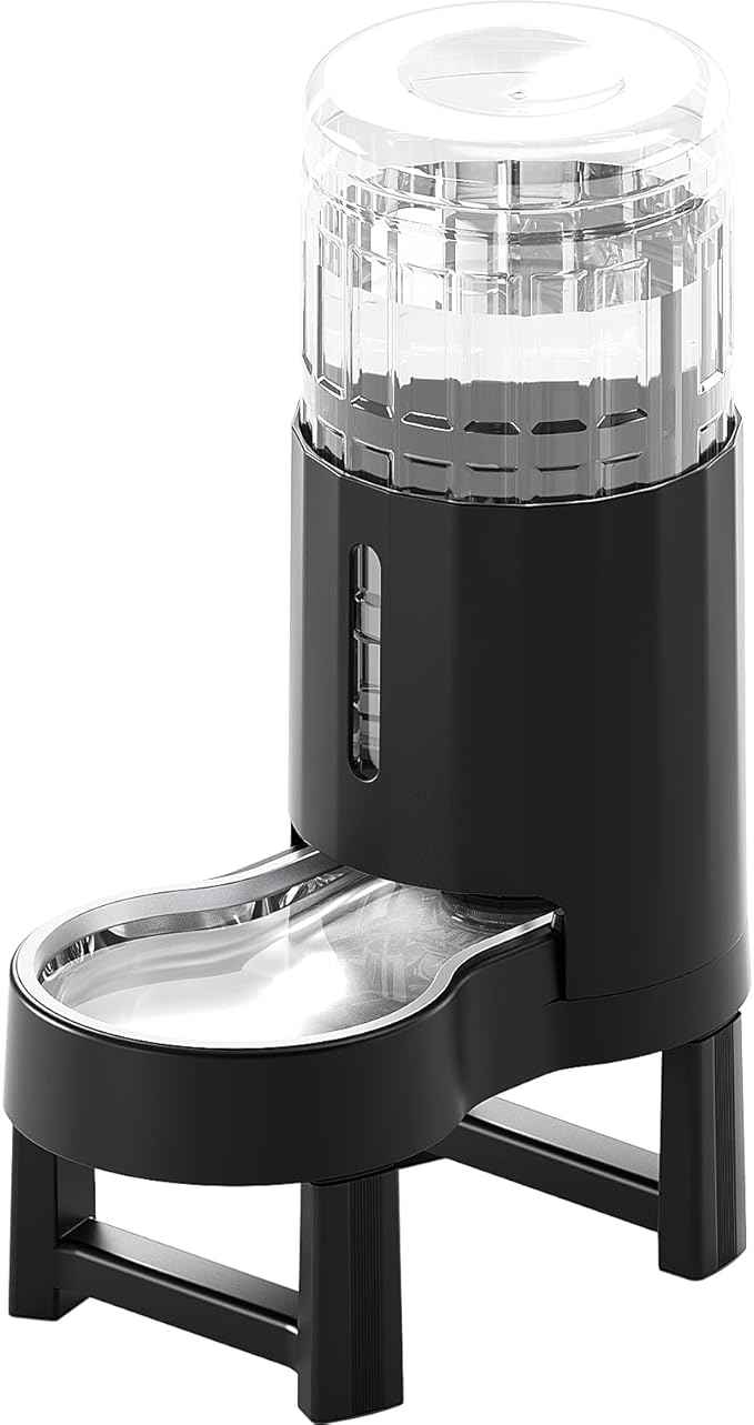 CZPET Elevated Dog Water Bowl Dispenser for Large Dogs,8L Tall Raised Pet Waterer Stand,Relieve Neck Pressure,Large Capacity and Drinking Area Noise-Free for Pets (8L+Stand,Black)