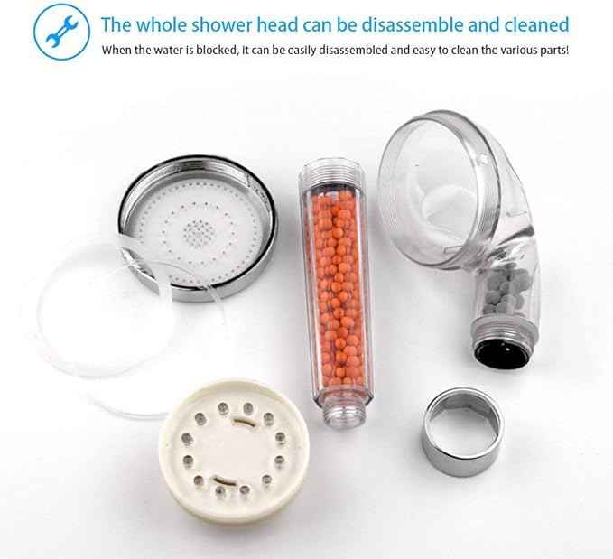 PRUGNA LED Shower Head with Hose and Shower Arm Bracket, High-Pressure Filter Handheld Shower for Repair Dry Skin and Hair Loss - Color Changes with Water Temperature
