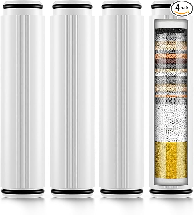 4 Pack Shower Head Filter Replacement Compatible with Feellso Handheld Shower Head, Hard Water Softener Cartridge, Removes Chlorine and Heavy metals to Improve Skin & Hair