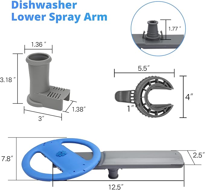 5304507158 Dishwashers Spray Arm Assembly for Frigidaire Dishwashers Lower Wash Arm Assembly with 5304518968 Dishwasher Lower Spray Arm Support and 5304506518 Dishwasher Trap Drain Filter