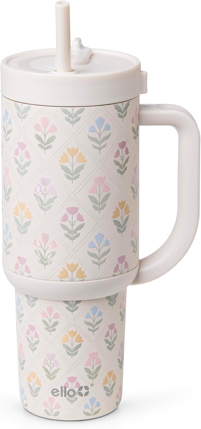 Ello Oasis 30oz Stainless Steel Water Bottle - Flower Quilt