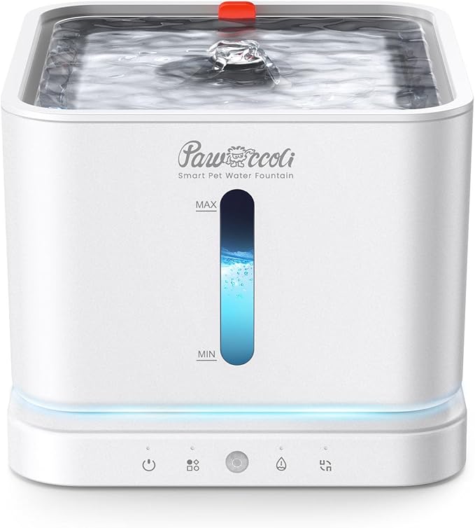 Cordless Cat Water Fountain, 3L/100oz Stainless Steel Tray, Cat Fountains for Drinking, Pet Water Fountains Indoor, Automatic Dog Water Bowl Dispenser, Rechargeable Battery Operated White