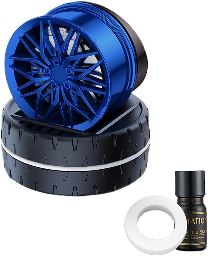 Car Air Freshener,Solar Powered Tires Scents Diffuser,Fashion Automotive Interior Decoration Accessories Purifiers for Car and Home Aromatherapy Dashboard (Blue, 10 * 8 cm)
