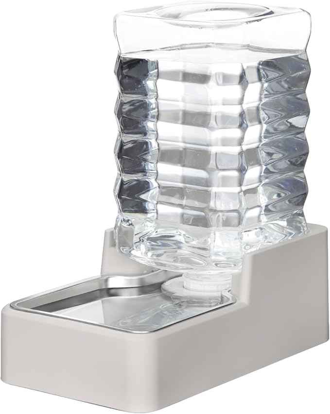 RIZZARI Stainless Steel Pet Water Feeder: 8L Gravity Waterer, Leak-Proof No-Spill Auto Refill - Keeps Floors Dry - Anti-Tip Base - Easy Clean - with Filter - for 25-35 LB Dogs - Home/Office