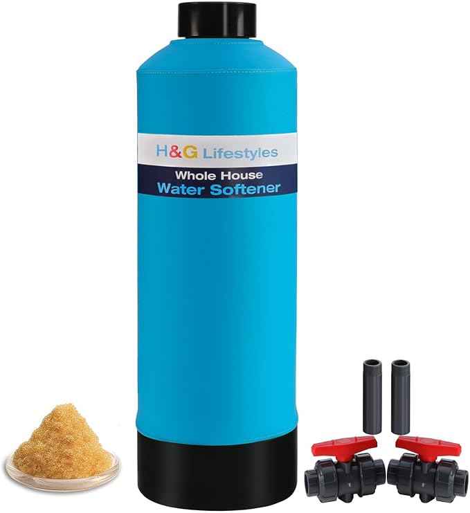 H&G Lifestyles Whole House Water Softener 32,000 Grains, NSF certified Whole Home Water Filtration System for Well & City Water, Remove Calcium Magnesium, Food Grade Resin, Silver-Enhanced, 700,000 Gl