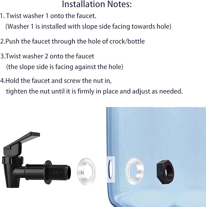 HUI NING Replacement Ceramic Dome Water Filter and Faucet Kit for Countertop,Household Water Bucket, Water Cooler Filtration Systems Water Pitcher (2 Dome Filters & 2 White Taps)