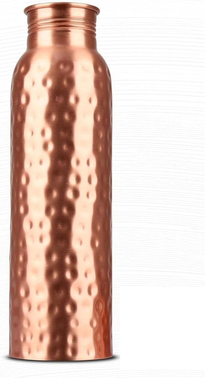 Copper Water Bottle 1 Liter – Leakproof Ayurvedic Tamba Bottle for Drinking Water, BPA-Free Copper Vessel for Health Benefits, Joint-Free Durable | |Home| Office (Hammered)