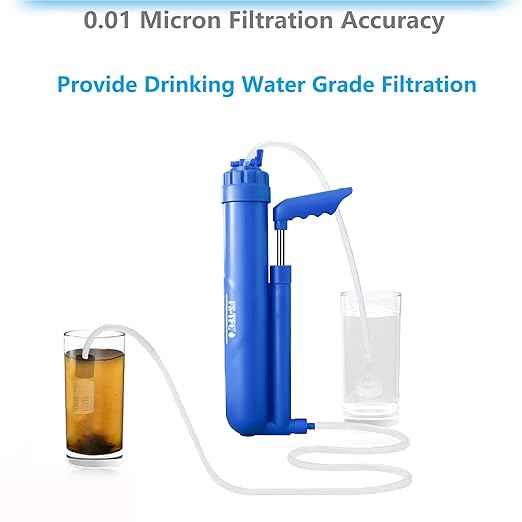 FS-TFC 6-Stage Portable Water Filter 0.01 Micron UF and CTO Improving Tastes Water Purifier Survival Gear 1.5L/Min Fast Flow for Hiking, Camping, Travel, and Emergency Preparedness