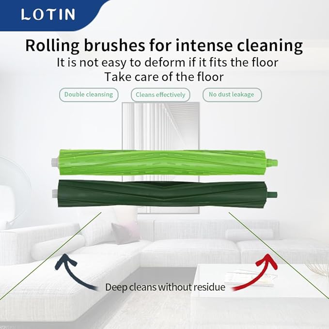 LOTIN Replacement Parts Kit Compatible with Roomba s9(9150),s9+(9550), Series Vacuum Cleaner.Pack of 2 Set of Multi-Surface Rubber Brushes,8 Side Brushes,8 Filters,10 Dust Bags,2 Tools … - AquaVibe