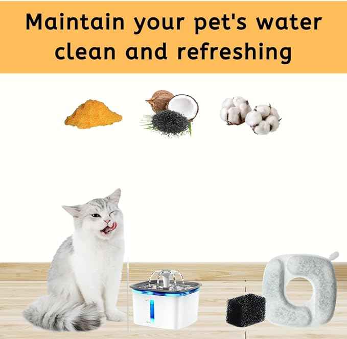 Nispira Cat Water Fountain Filter Replacement Filters for Veken 67oz, 95oz, 135oz Automatic Pet Fountain Dog Water Dispenser, 12 Packs