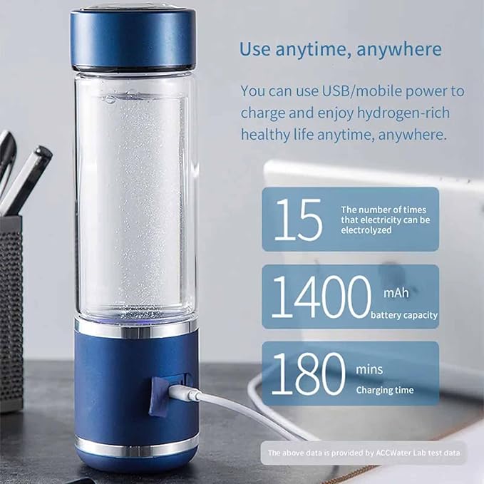 Hydrogen Water Bottle, High-Concentration Up to 1400-2000PPB, Rechargeable Portable Hydrogen Water Generator, for Home Travel, Improve Mind Body