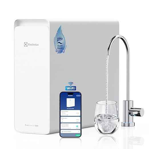 Electrolux WiFi 1000GPD Alkaline Mineral pH+ Reverse Osmosis Water Filter, 3:1 Pure to Drain Under Sink RO System, 10-Stage RO Water Filtration System, Real-time Monitoring