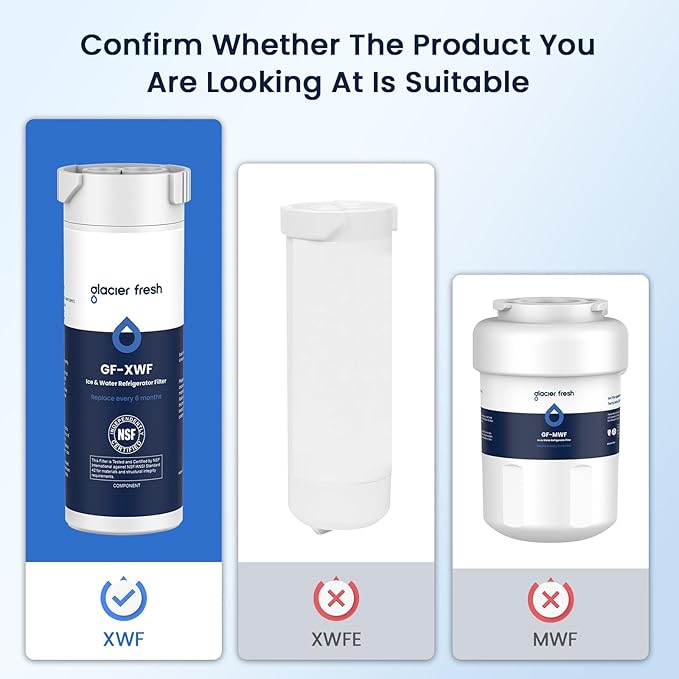 GLACIER FRESH XWF Replacement For GE XWF Refrigerator Water Filter Pack of 2 (Not XWFE)