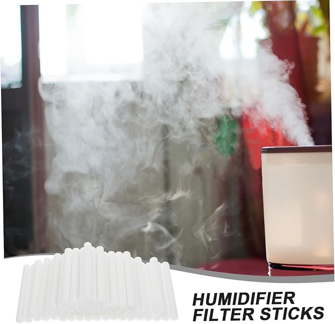 50pcs White Humidifier Cotton Sticks Replacement Filters for Oil Diffuser and Car Humidifier 10x100mm Absorbent Wands for Essential Oil Aromatherapy - AquaVibe