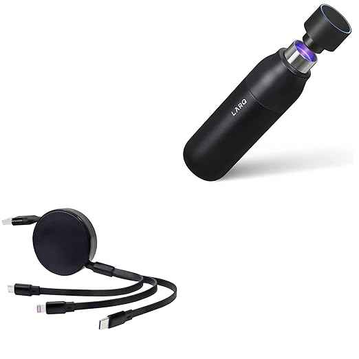 BoxWave Cable Compatible with LARQ Bottle PureVis 17 oz - AllCharge PD miniSync (100W), Retractable High-Speed Charging Portable USB Cable - Jet Black