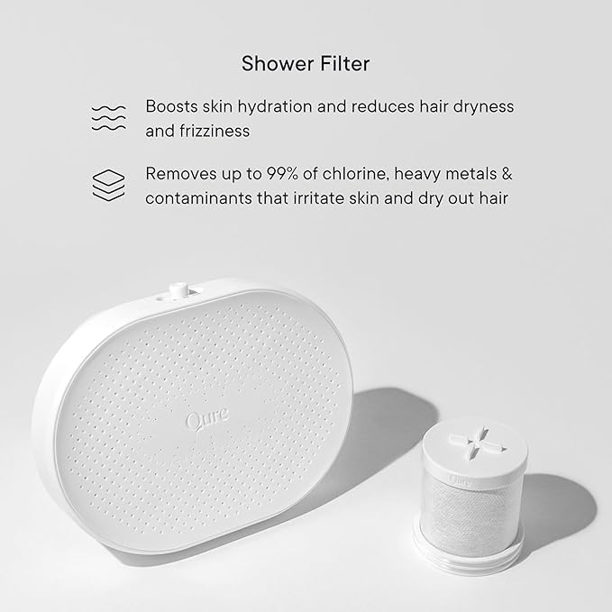 Qure Skincare Shower Filter Refill - Replacement Cartridge for Shower, 99% Chlorine Reduce, Clinically Tested - White, 3-Month Supply (1 Piece)