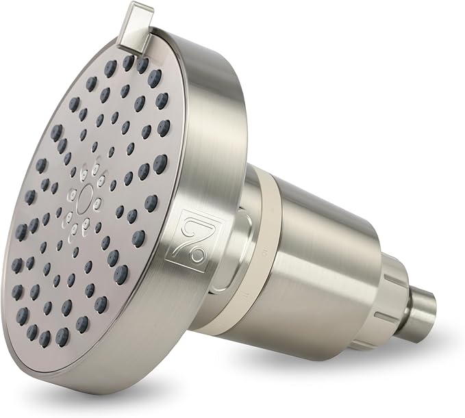 SEVENTY 4-Setting Filtered Shower Head with Shower Filter in Brushed Nickel – Helps Reduce Chlorine and Impurities for Healthier Hair, Skin and Scalp, Easy to Install (Model 12156)