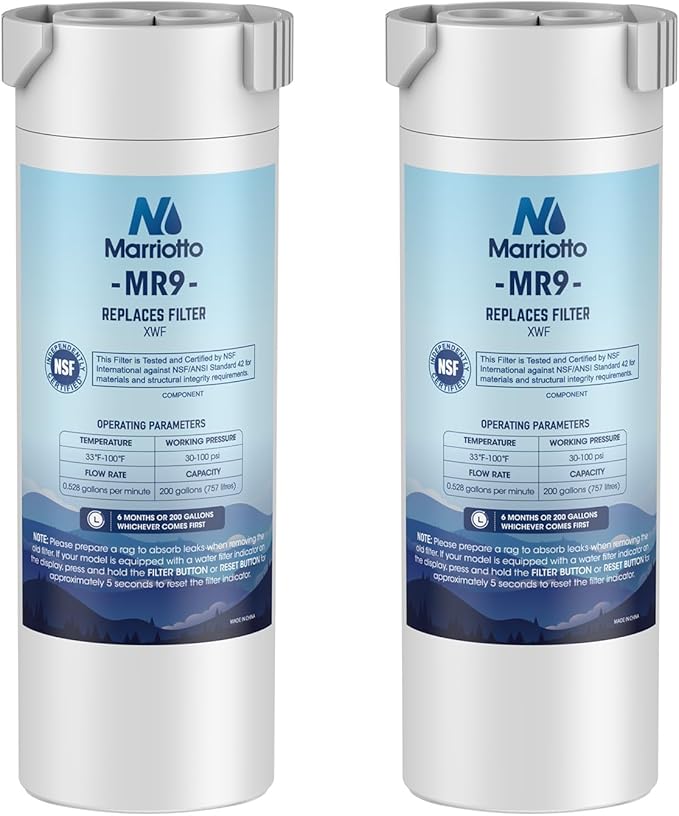 MARRIOTTO XWF Water Filter, Replacement for GE Refrigerator, Compatible With French-Door Models, 2 Pack (Not XWFE)