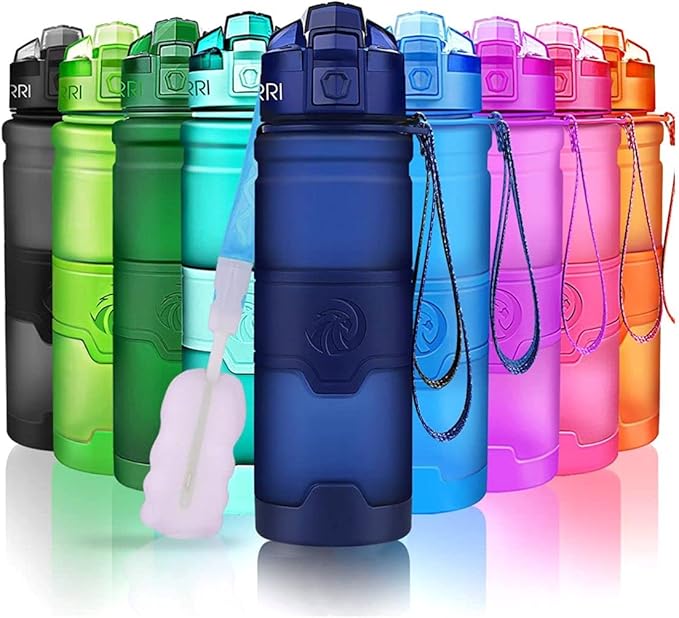 ZORRI Sports Water Bottle, 400/500/700ml/1L, BPA Free Leak Proof Tritan Lightweight Bottles for Outdoors,Camping,Cycling,Fitness,Gym,Yoga- Kids/Adults Drink Bottles with Filter, Lockable Pop Open Lid