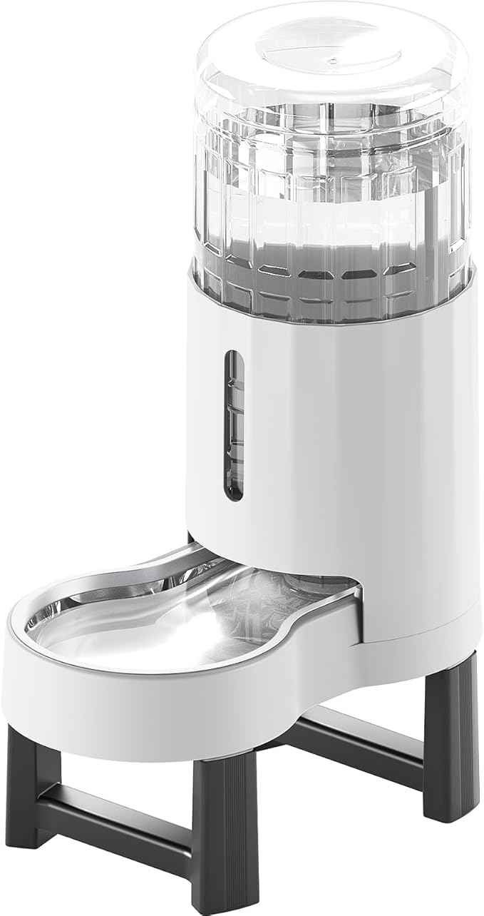 CZPET Elevated Dog Water Bowl Dispenser for Large Dogs,8L Tall Raised Pet Waterer Stand,Relieve Neck Pressure,Large Capacity and Drinking Area Noise-Free for Pets (8L+Stand,White)