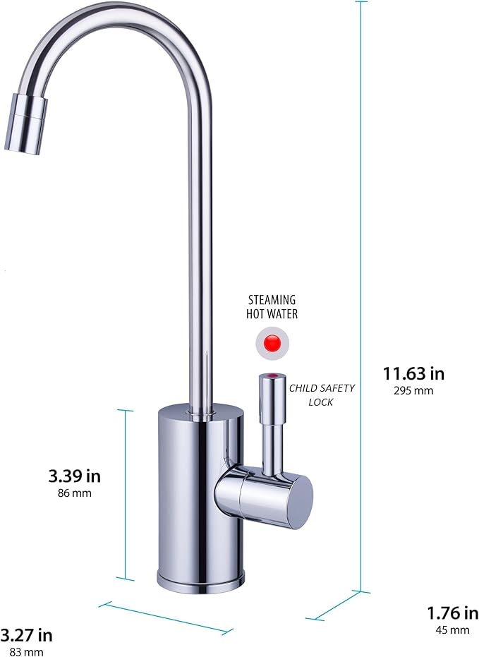 Ready Hot 41-RH-200-F570-CH Instant Hot Water Dispenser System, 2.5 Quarts Manual Dial Single Lever Hot Water Faucet, Polished Chrome