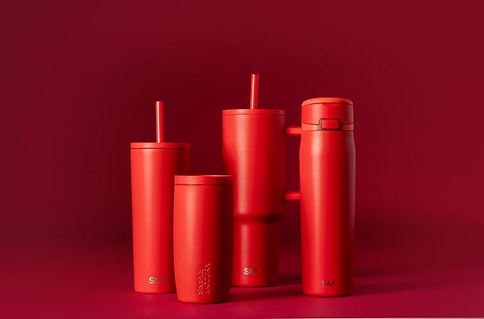 Simple Modern Mesa Loop Water Bottle with Straw | 24oz Cup Holder Friendly Insulated Stainless Steel Bottles for Travel, Sports and School | Saffron