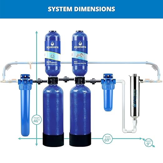 Aquasana Whole House Water Filter System | 1,000,000 Gallons | Salt-Free Softener Alternative | UV, Carbon & KDF | Tackles up to 99.99% Chlorine, Bacteria, Viruses, Sediment & Scale | EQ-1000-AST-UV
