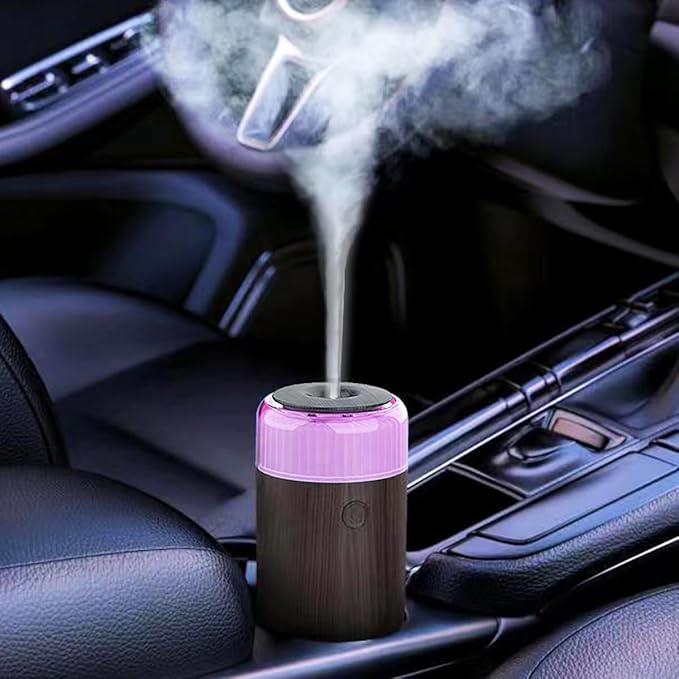 Upgrade Car Diffuser,90ml USB Rechargeable Aroma Essential Oil Aromatherapy Humidifier Diffuser(Built-in Battery Dark Grey Wood Grain)